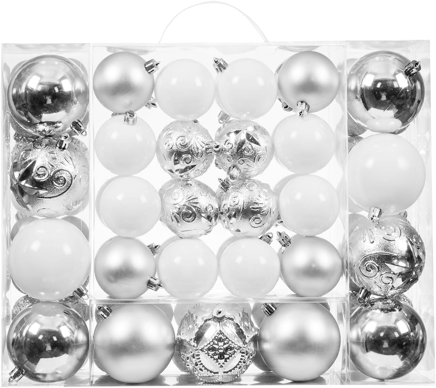 87-Pack Shatterproof Christmas Ball Ornaments Set, Christmas Tree Decorations with Hand-held Gift Package for Xmas Tree Holiday Wedding Party, Silver