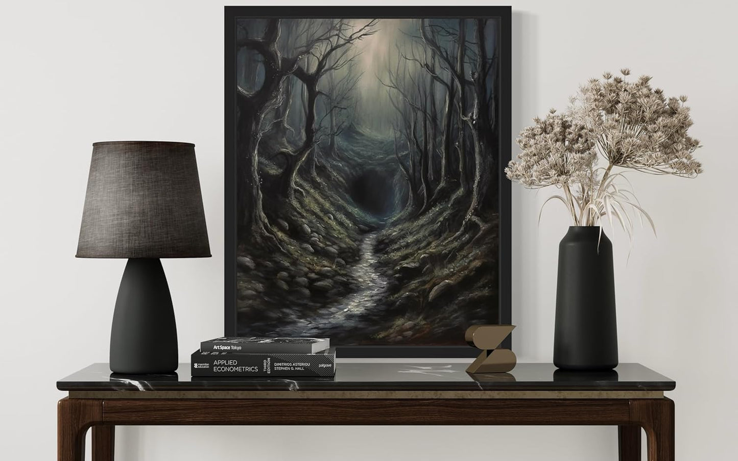 Dark Tunnel Poster Art Print, Halloween Scary Vintage Wall Art Academia Spooky Painting Decoration for Horror Prints, Gothic Posters Bedroom Decor 89 (Dark Tunnel, 11 x 14 inches, Black Frame)