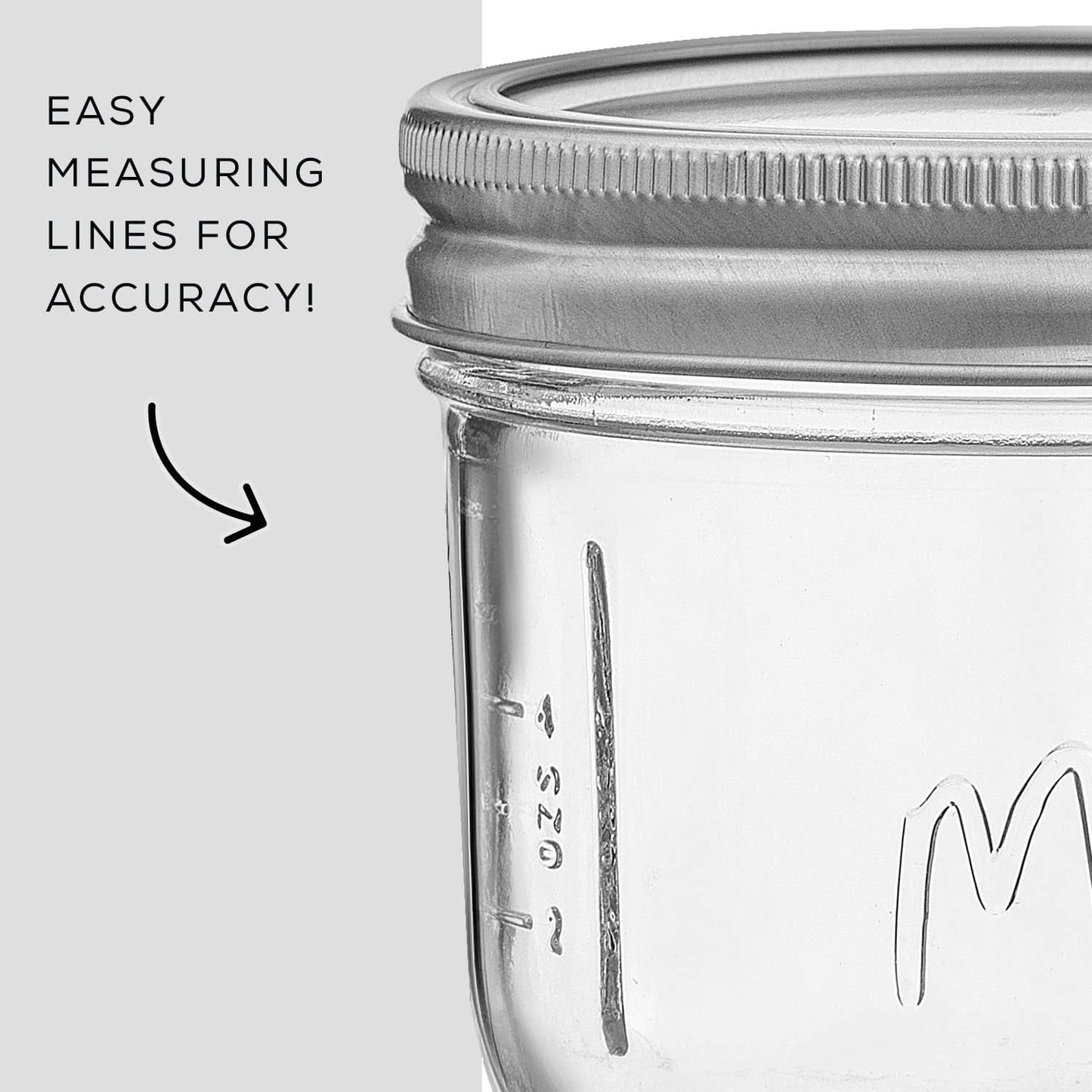 JoyJolt 8 Oz Mason Jars With Lids, Labels and Measures! 6-Pack Wide Mouth Mason Jars, Glass Jar with Lid and Band. Airtight Canning Jars, Overnight Oats Jars, Salad Jars, Sourdough Starter Jar