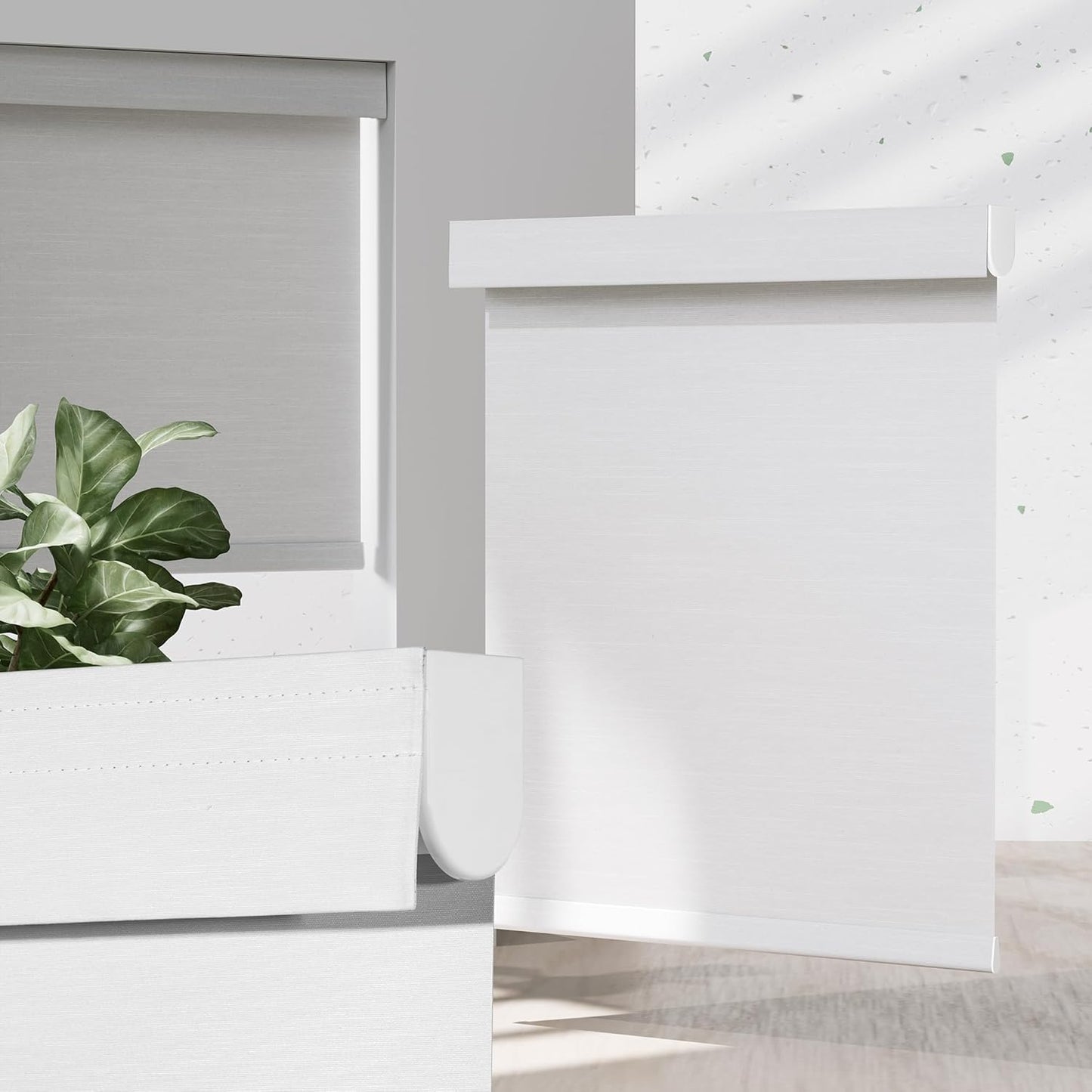 Blackout Roller Shades for Indoor Windows, Cordless Jacquard Fabric-Matched Roller Blinds, Easy to Install Privacy UV Protection Roll Up Blinds for Home Office, Pure White, 29" W x 72" H