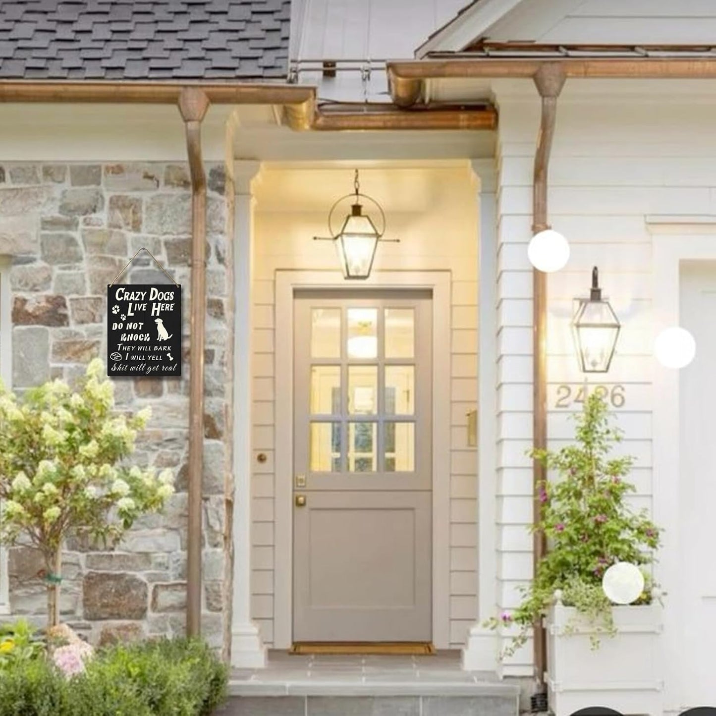 Do Not Knock or Ring Doorbell Sign for Front Door, Funny Dog Owner Warning Crazy Dogs Live Here Do Not Knock They Will Bark I Will Yell Wooden Signs, No Disturb Door Decor for Pet Lovers 10x8 Inch