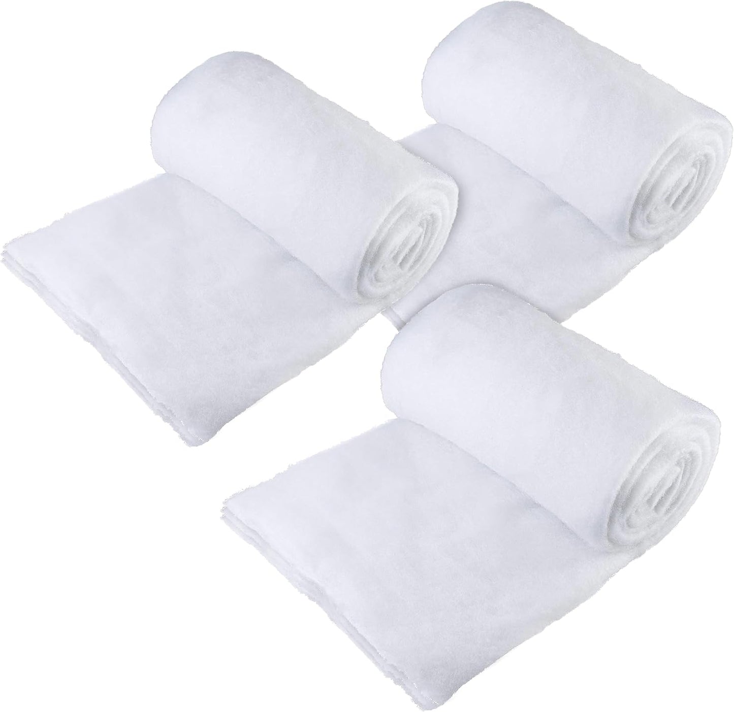 stargo 3 Pack Fake Snow Blanket Roll for Christmas Village Displays, Christmas Tree Deocration - Thick White Soft Fluffy Faux Snow Backdrop Artificial Snow Blanket Cover (Each Roll 2.6 x 7.8ft)