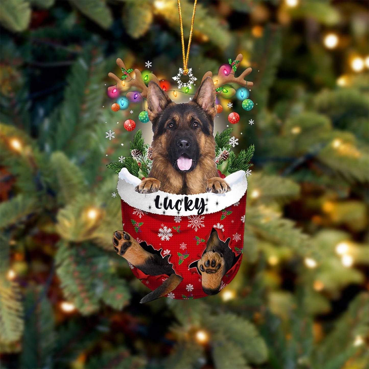 Long Haired German Shepherd Christmas Tree Ornament, Dog Lovers Gift Idea Xmas Decor