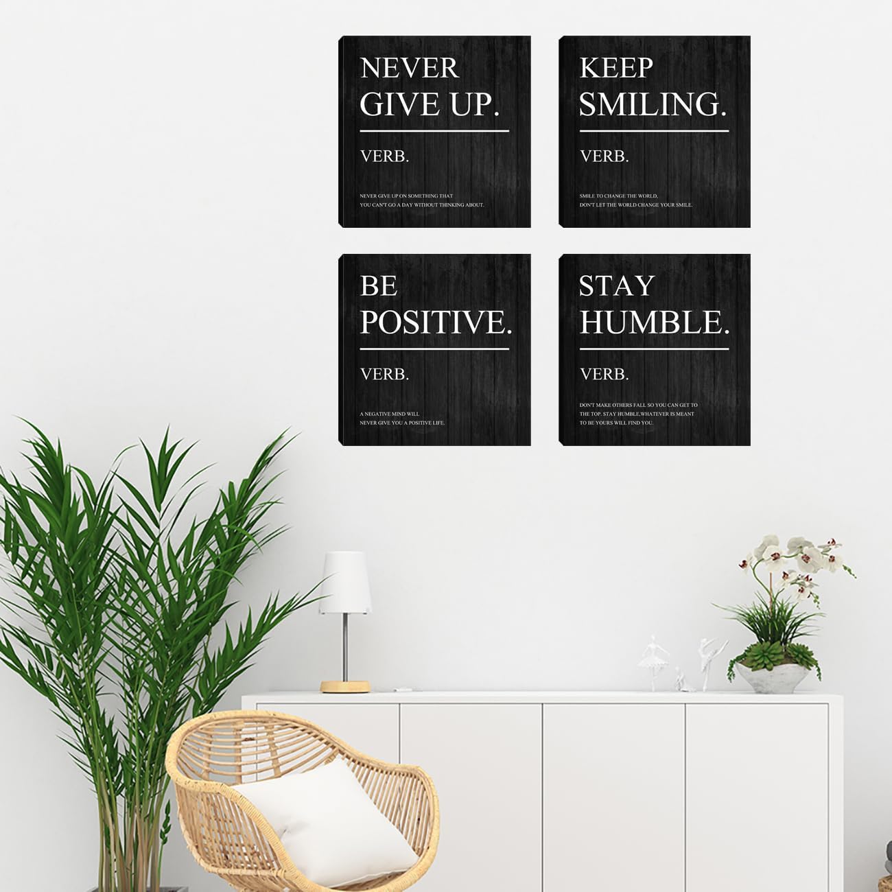 Motivational Wall Art, Office Wall Art Inspirational Quotes Canvas Art for Home Office Wall Decor, Positive Wall Decor Painting Poster Artwork for Company Living Room Bedroom Corridor 12”X12”X4