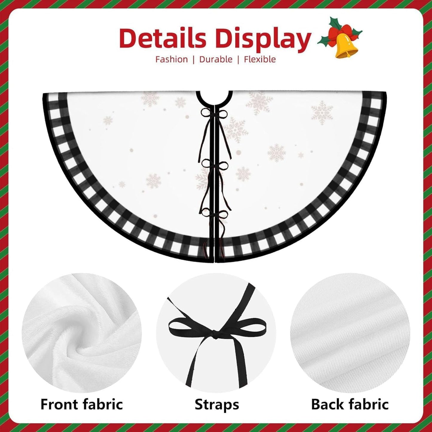 Christmas Tree Skirt 36 Inch Snowman Xmas Tree Skirts with Edge Rustic Vintage Farmhouse Christmas Decoration Ornaments for Merry Christmas Holiday Party Indoor Outdoor (Tree, 36inch)