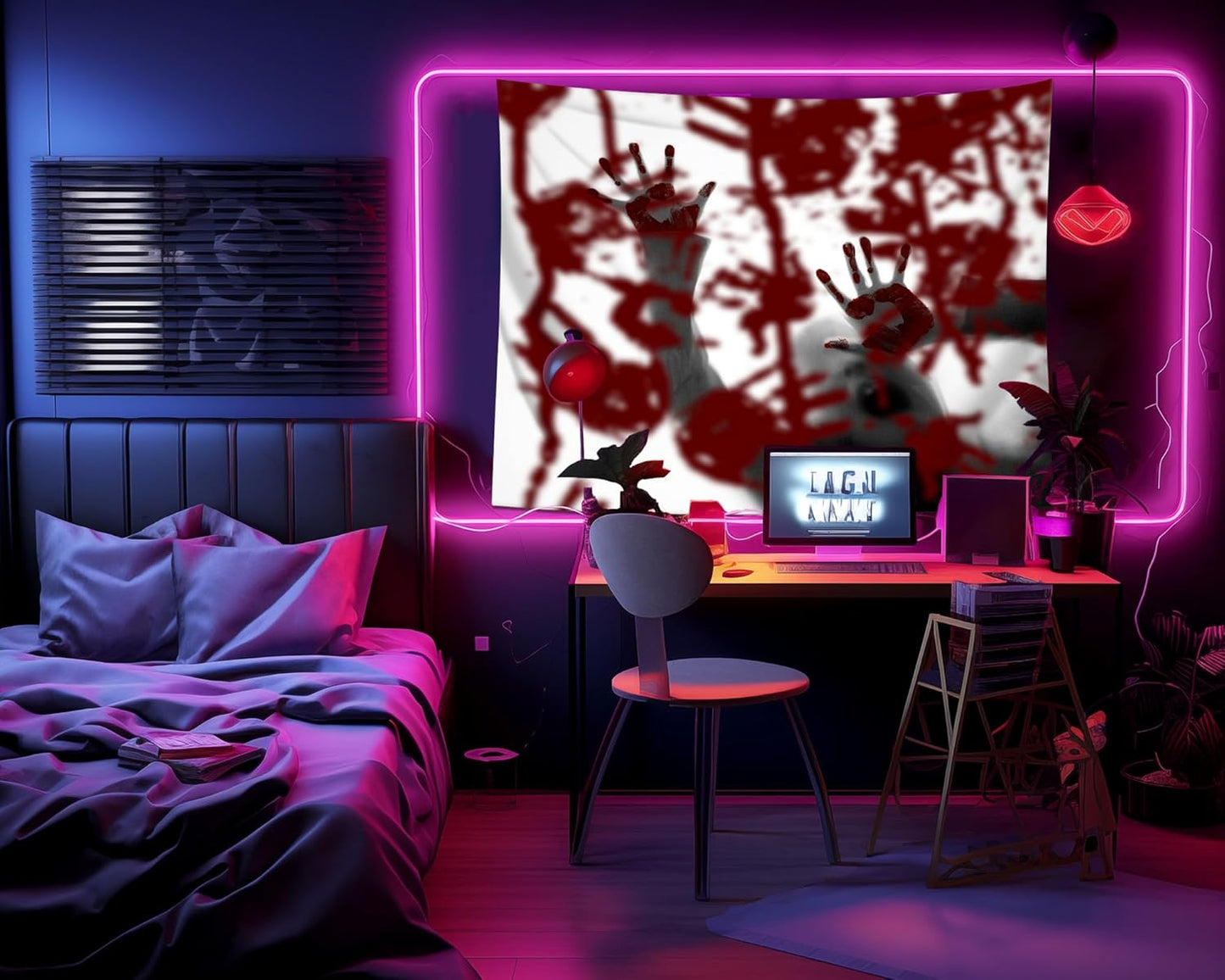 QGHOT Halloween Tapestry Wall Hanging, Scary Bloody Backdrop Horror Tapestry Blood Splatter Halloween Background Party Decorations for Bedroom College Dorm Wall Decor (90.6"x70.9")