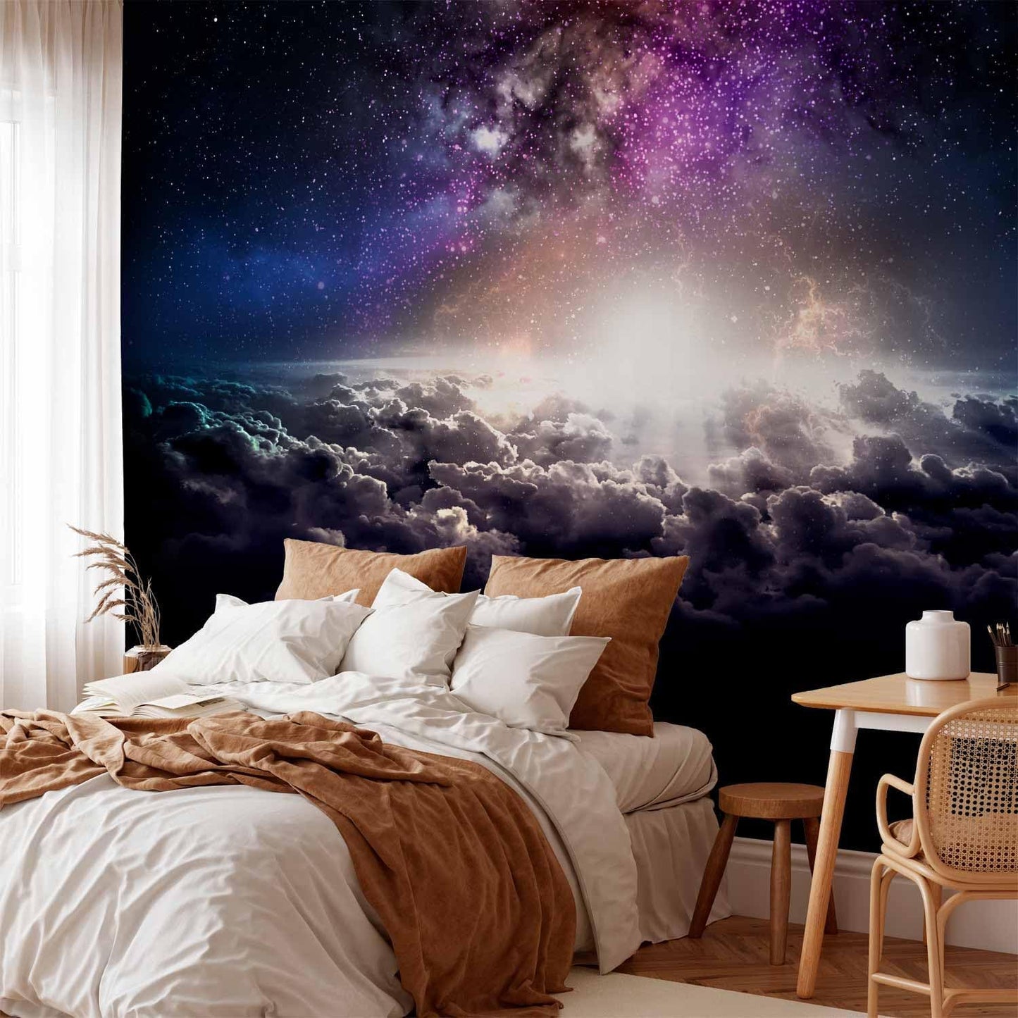 artgeist Premium Wall Mural Galaxy 177x124 in - Non-Woven Wallpaper Fleece Wall Decor Photo Print Picture Image Design Home Mural Cosmos Sky Star Cloud Purple i-A-10009-a-a