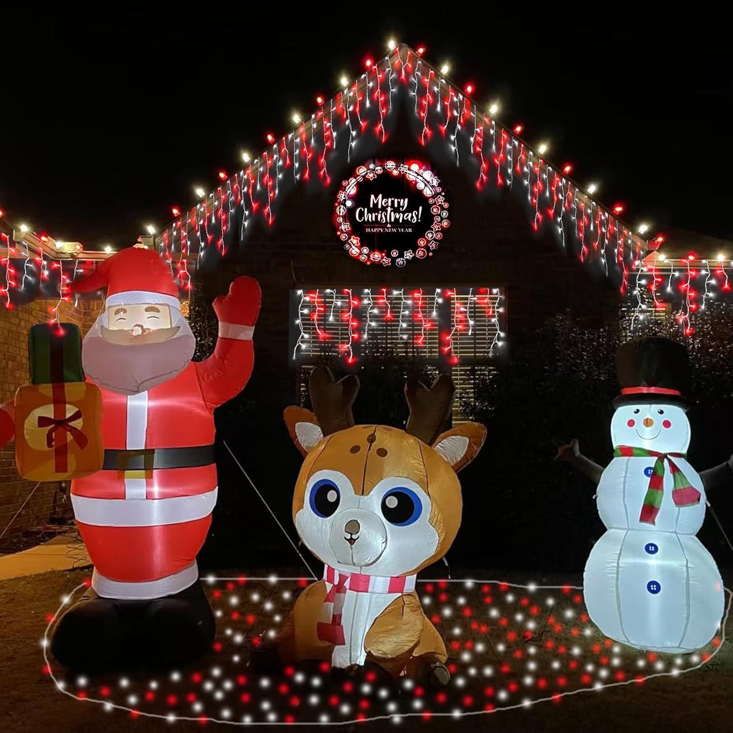 YEGUO 33ft 400 LED Red and White Icicle Lights Outdoor Waterproof, 80 Drops Icicle String Lights Connectable, 8 Modes Icicle Christmas Lights with Memory