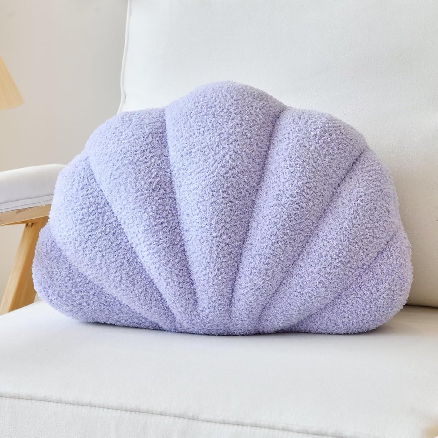Lavender Seashell Throw Pillows, Shell Shaped Throw Pillows, 13 Inch Soft Home Decorative Pillow Plush Cushion for Bed Couch Living Sofa Room Decor Accent Throw Pillow