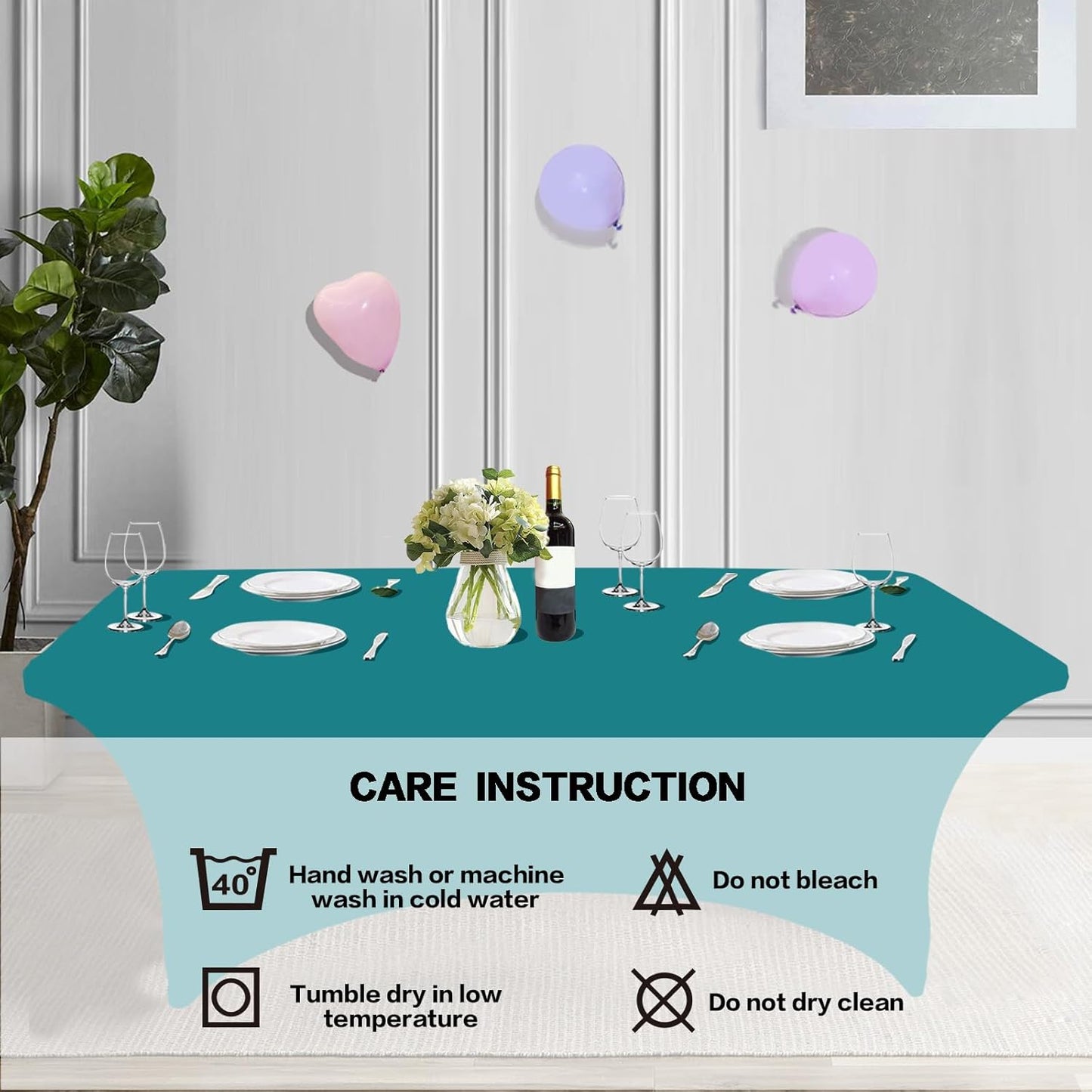 IVAPUPU 6FT Table Cloth for Rectangular Fitted Events Stretch Lake Blue Table Covers Washable Cover Spandex Tablecloth Protector for Party, Wedding, Cocktail, Banquet, Festival