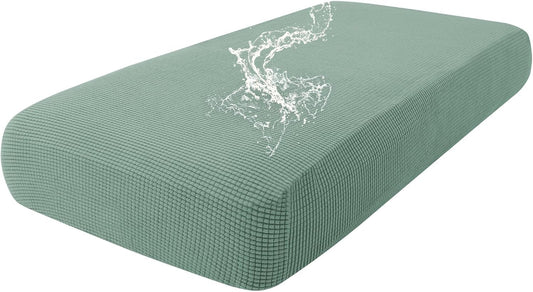 hyha Waterproof Couch Cushion Covers for Pets, Non Slip Sofa Seat Cover for Dogs Washable, Soft Thick Stretch Jacquard Fabric, Sofa Slipcovers with Elastic Bottom (1 Piece for Medium, Green)