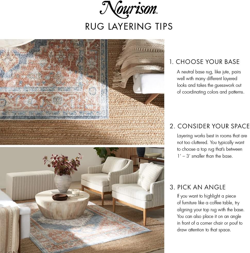 Nourison Home Positano Indoor/Outdoor Green 5' x 7' Area Rug, Easy Cleaning, Non Shedding, Bed Room, Living Room, Dining Room, Backyard, Deck, Patio (5x7)