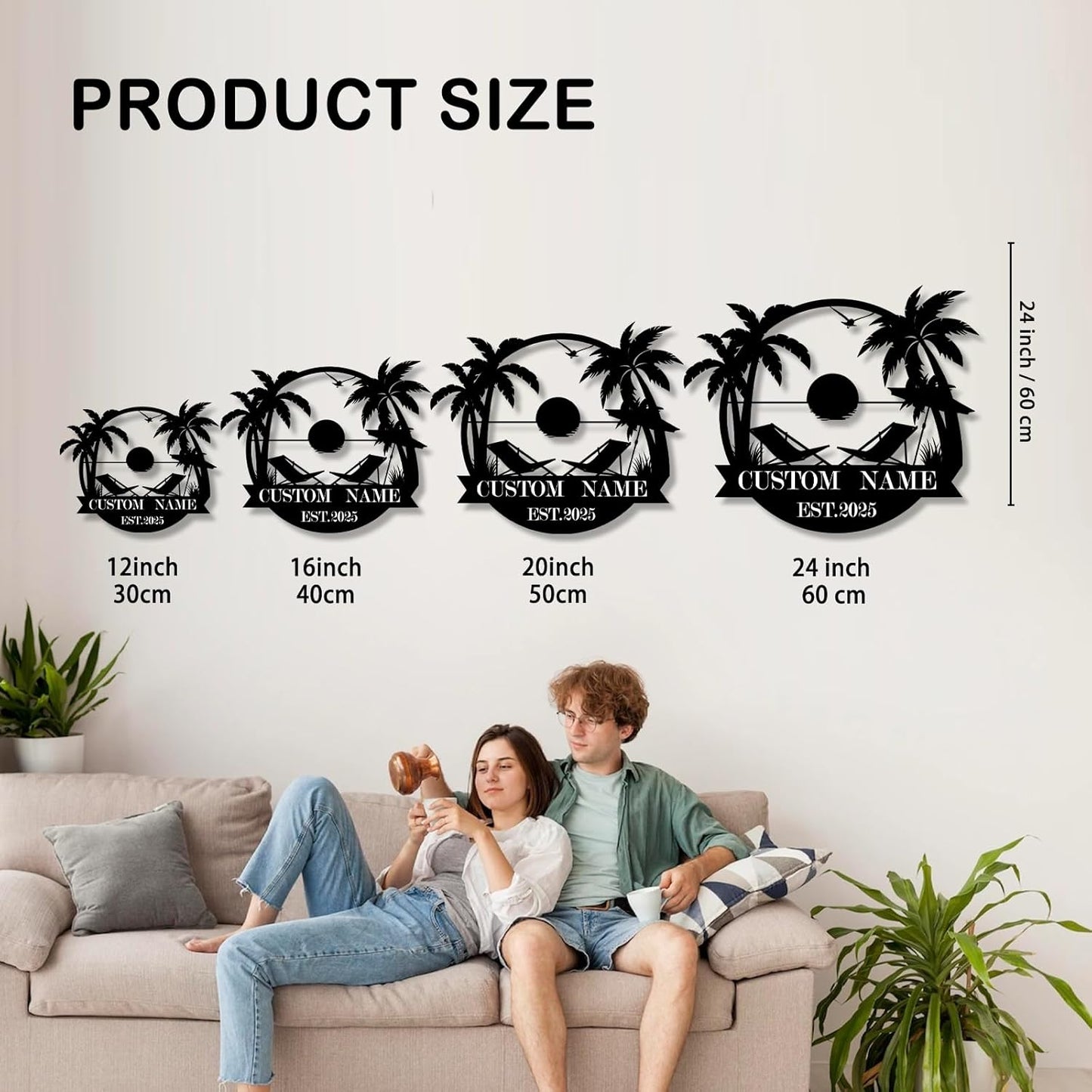 Custom Metal Beach Wall Art Sign - Personalized Size Outdoor/Indoor, Surfboard Decor, Lake House & Coastal Home Decor, Summer Gift - MADE IN USA