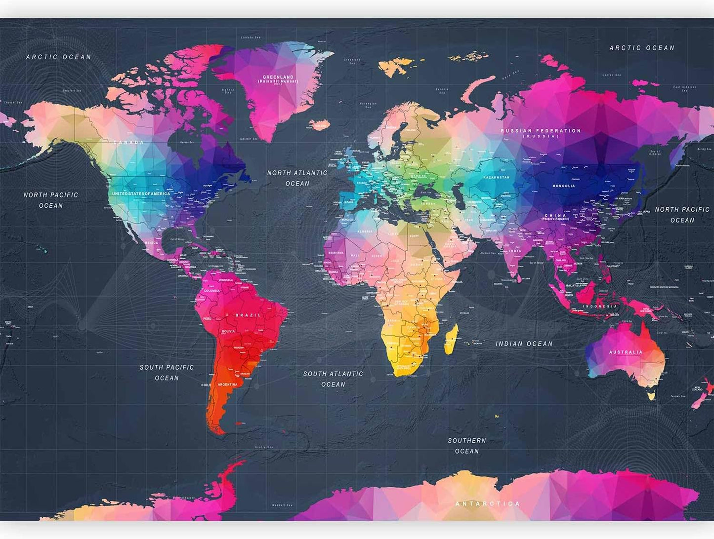 artgeist Wall Mural World Map 135"x101" - XXL Peel and Stick Self-Adhesive Wallpaper Removable Large Sticker Foil Wall Decor Print Picture Image Design Map of The World k-A-0126-a-a
