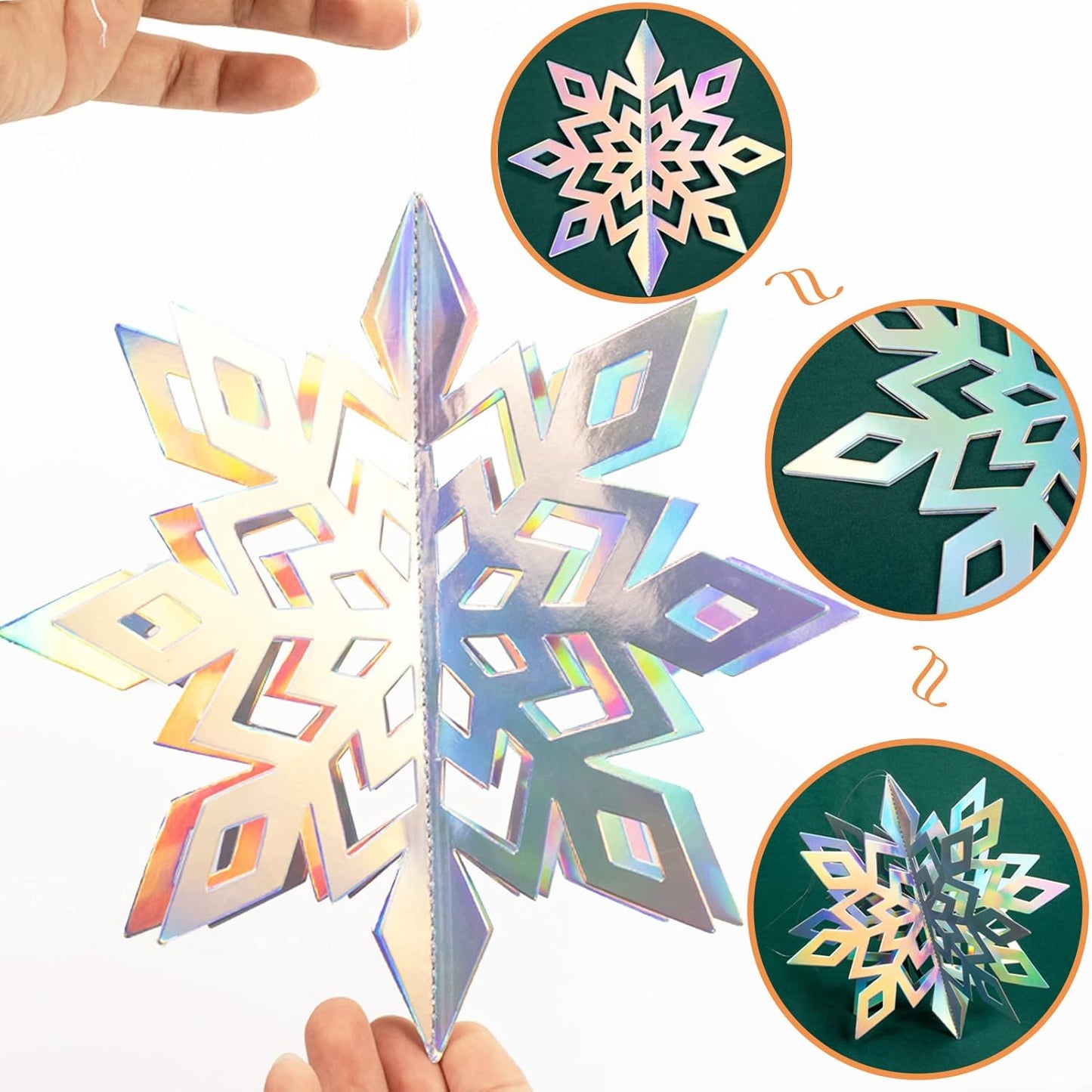 GuassLee Christmas Hanging Snowflakes Decorations Clearance 30pcs 3D Iridescent Paper Snowflakes Snow Flakes Garland for Winter Wonderland Frozen Christmas Birthday Party Decorations