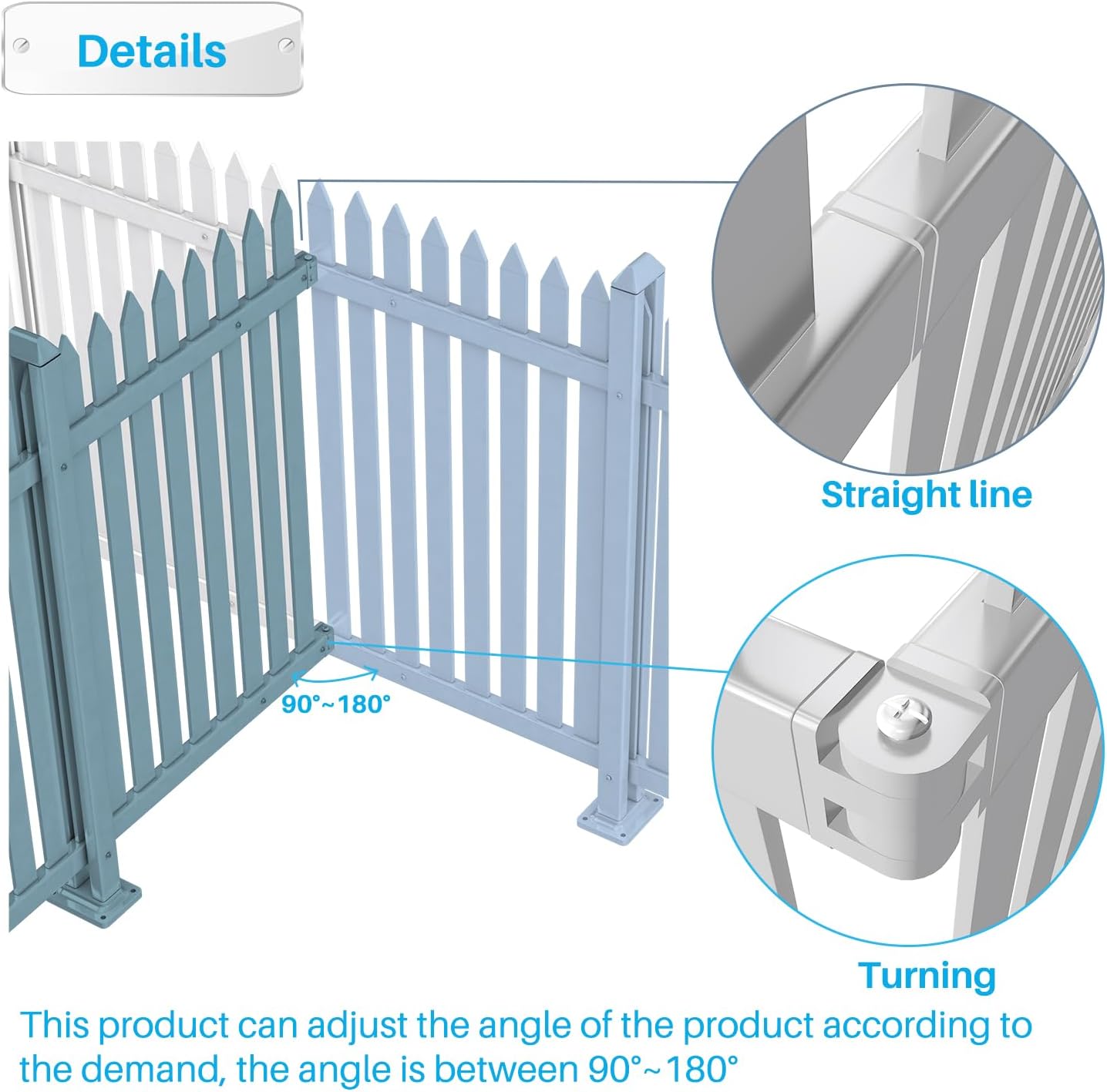 Patio 4 Sets Vinyl Picket Fence Panels 30" H x 84" W White PVC Decorative Fence for Front Yard Porch Patio Deck Pool Air Conditioner Fence Safety Dog Fence (34 Pickets, Straight)