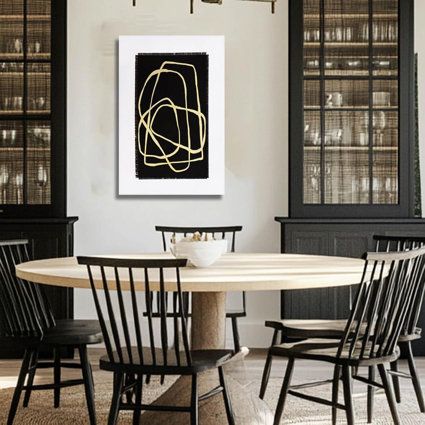 CHUDANHAO Minimalist Home Decor Black and Gold Canvas Painting Line Artwork Neutral Wall Art 24"x36" Bedroom Decorations Kitchen Art