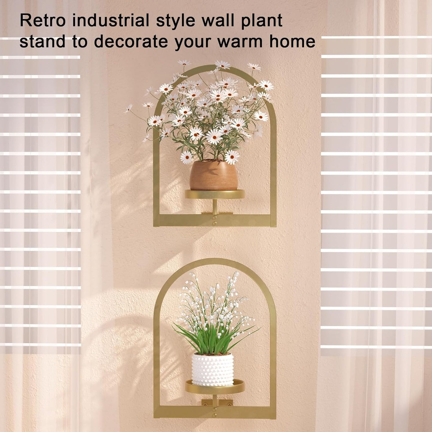 Wall Plant Holder, Wall Planter for Indoor Plants, Window Plant shelves for Multiple Plants Indoor Outdoor, Framed Plant Holder for Home Decor (3 Pack)