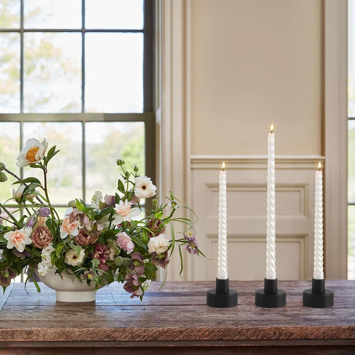 Black Candlestick Holders Set of 4,Vintage Taper Metal Candle Holders for Candle Sticks Holder Decor,Candelabra Candle Holder for Halloween Decoration Wedding Christmas Fireplace Mantel Home Decor