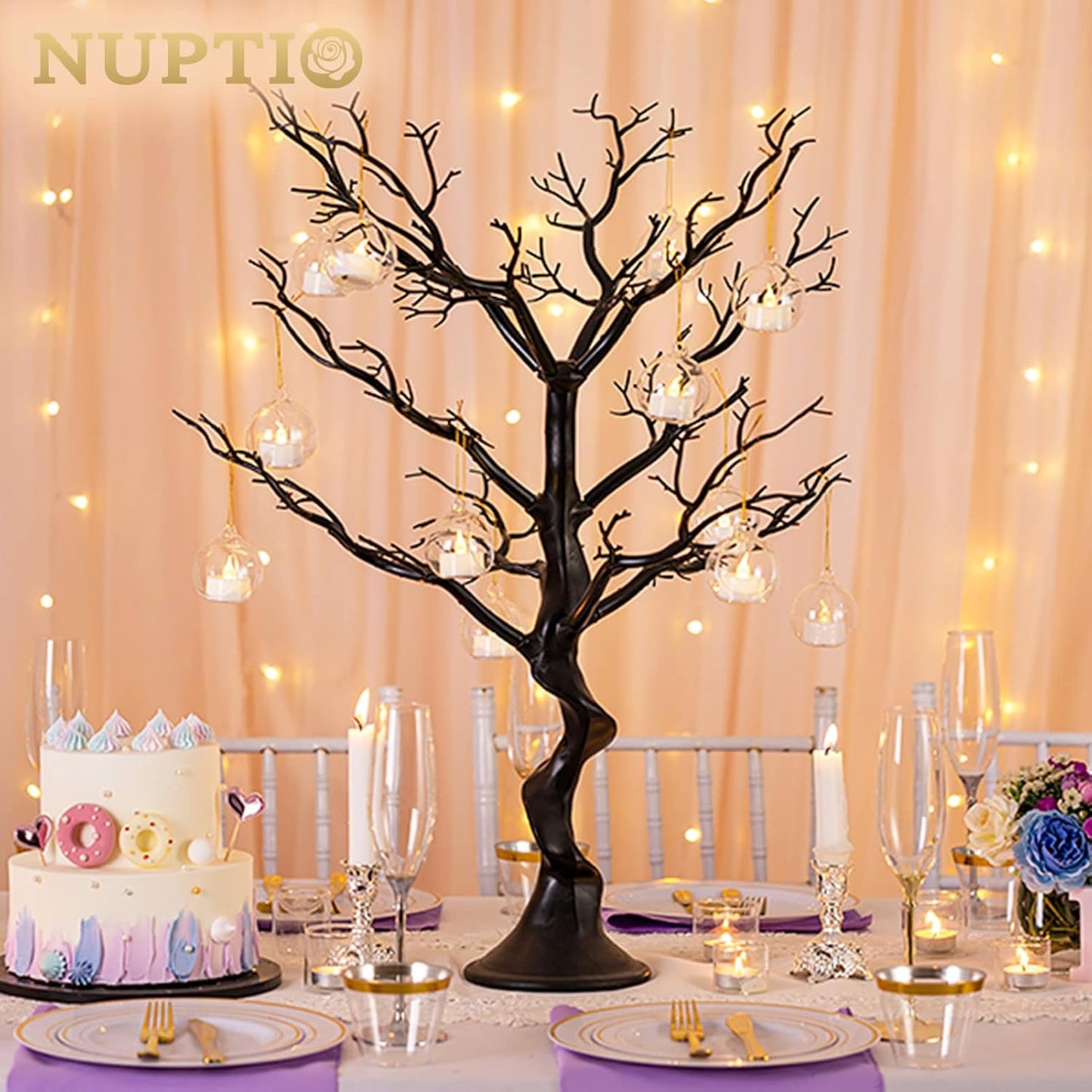 NUPTIO Black Halloween Tree Branch: Artificial 30 inch Tall Manzanita Tree Christmas Centerpiece Wedding Centerpieces for Tables, Decorative Ornament Display Tree for Decoration Weddings (2 Pc)
