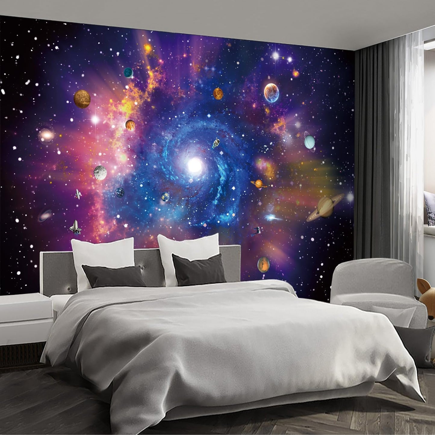 Planet Wall murals Peel and Stick Galaxy Wallpaper for Bedroom Nursery Room - 58"x86"