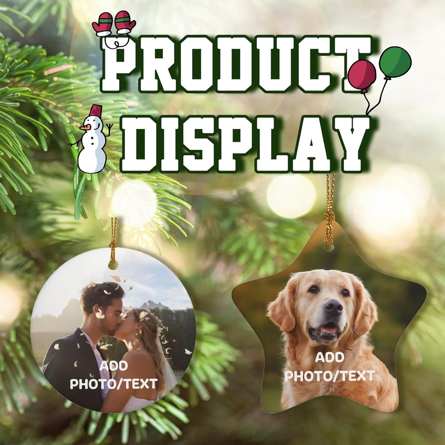 Personalized Christmas Ornaments 2025 Custom Ornament Xmas Photo Ornament Customized Gifts Round 4pcs