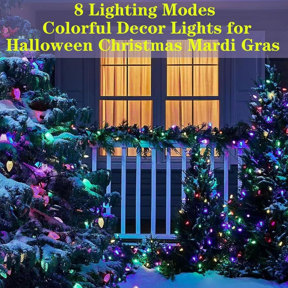 Solar Halloween Lights Christmas Lights C6 Strawberry String Lights Mardi Gras String Lights, 50 LED 8 Modes Waterproof Outdoor Use for Mardi Gras Christmas Tree Camping Balcony Halloween Party Decor