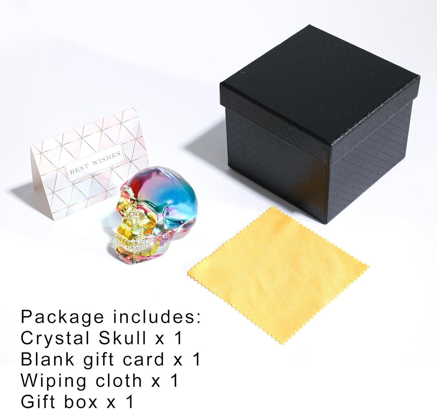 Model Statue for Home Décor Crystal Skull Decorative Figurine Gifts for Women Husbands Halloween Head Figurine Decoration Gift (Multi-Color Skull)