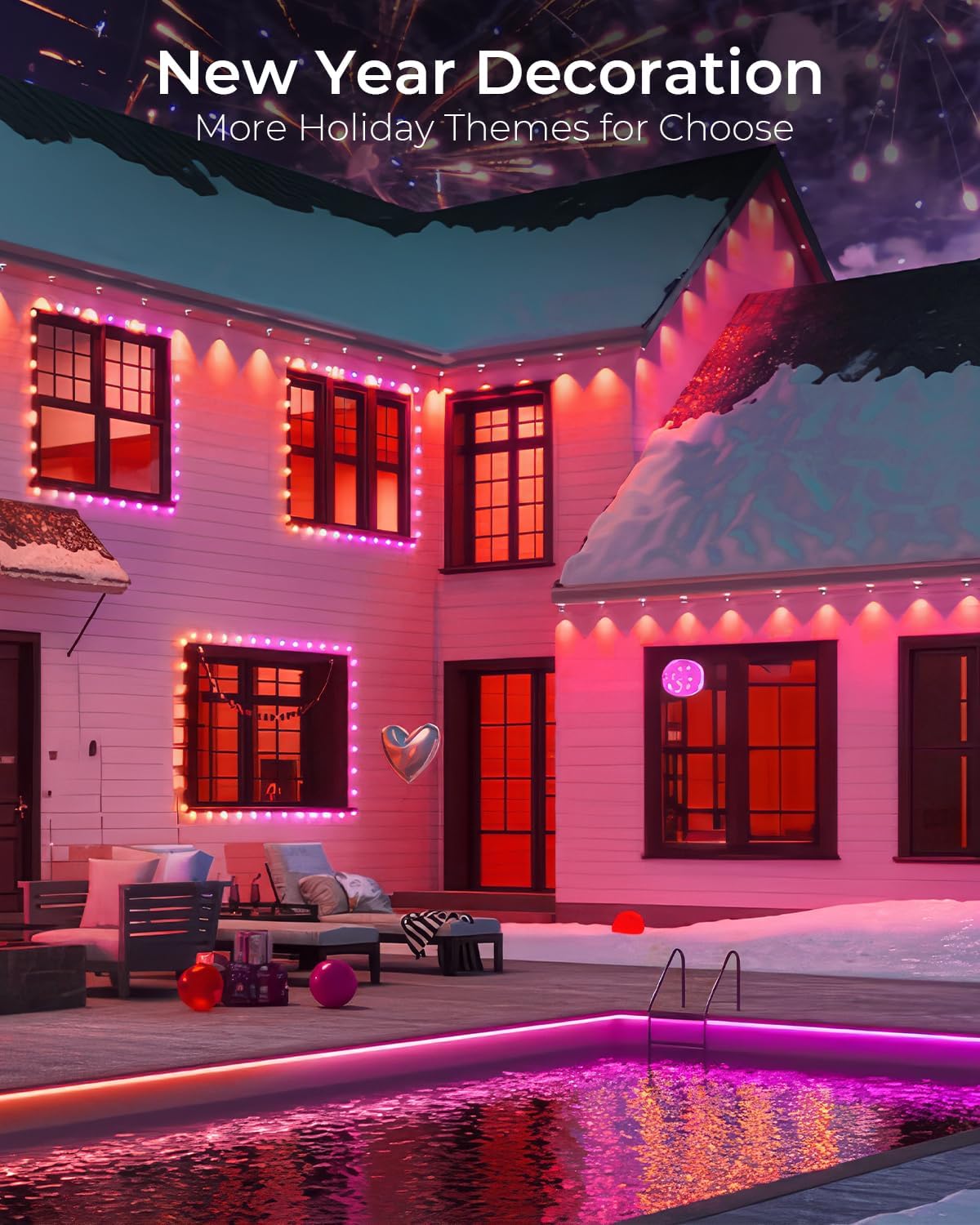 CINOTON Permanent Outdoor Lights 150ft, Smart RGBW Eaves Lights with 108 LEDs, IP67 Waterproof, 111 Scene Mode for Daily and Festival, Halloween Christmas Party Holiday Decor, APP/Voice/Remote Control
