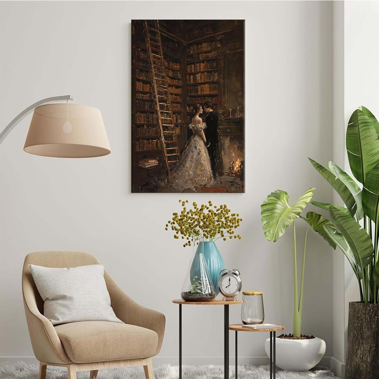 JFHCQJPK Gothic retro library scene decoration melancholy calm art college style wall aesthetic antique style home decoration suitable for bedroom living room28x40in Frameless
