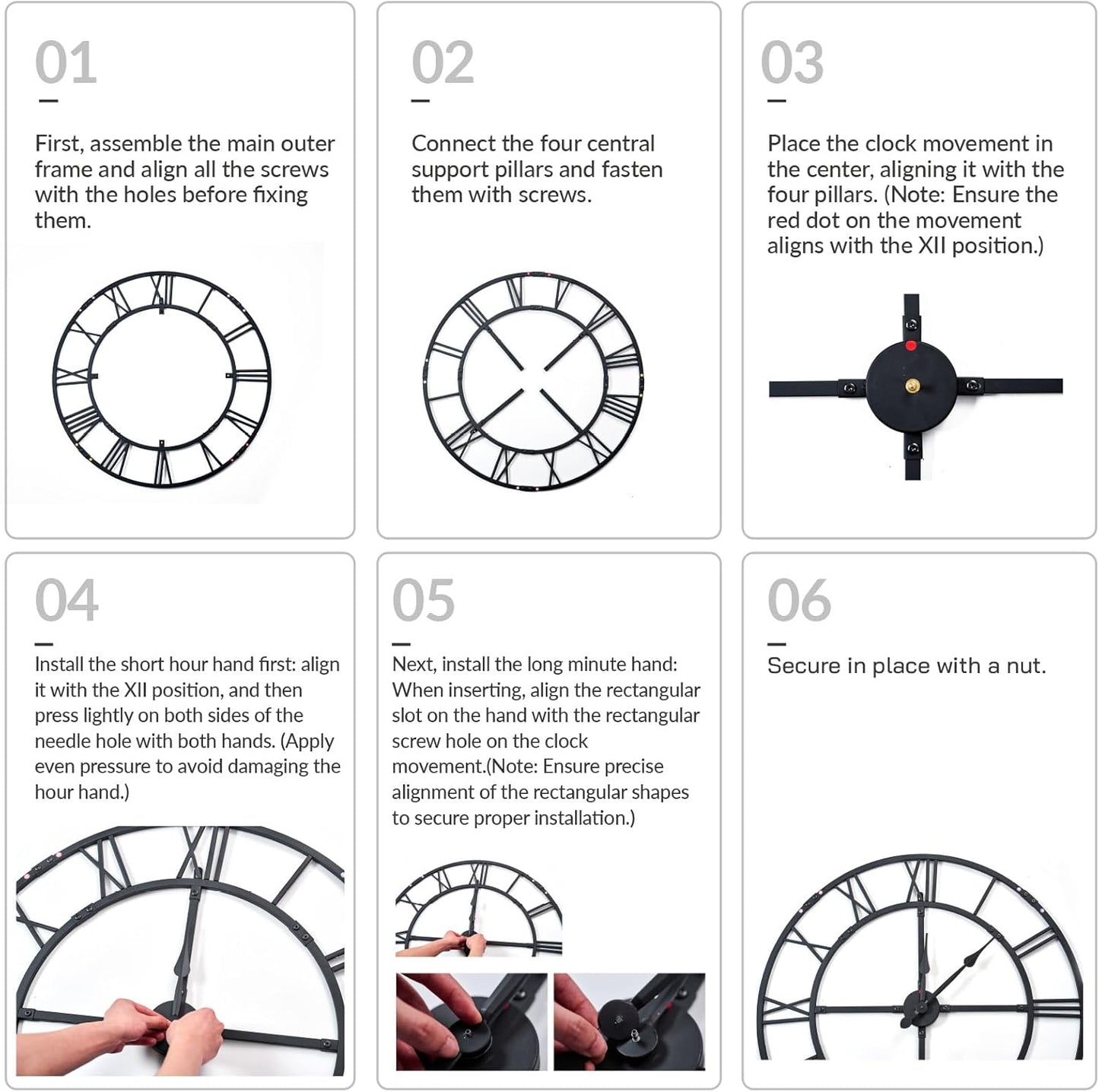 Large Wall Clock for Living Room Decor – 32 Inch Silent Non-Ticking Modern Farmhouse Wall Clock, Oversized Decorative Metal Roman Numeral Clock