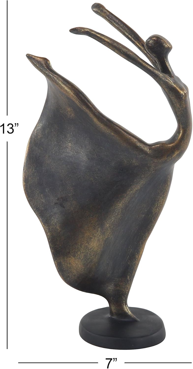 Deco 79 Polystone Dancer Decorative Sculpture Home Decor Statue, Accent Figurine 7" x 5" x 13", Brass