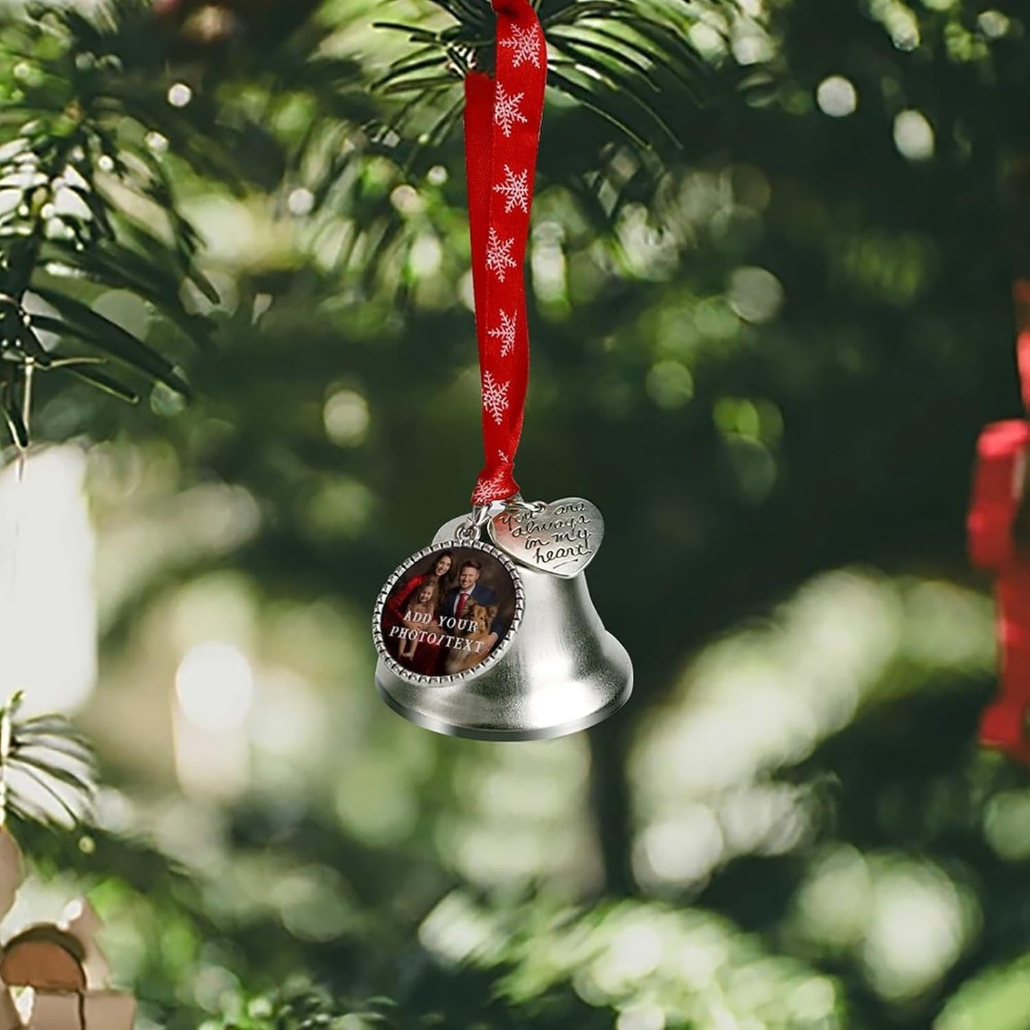 Personalized Christmas Ornaments - Custom Picture & Text Ornaments for Christmas 2024, Baby's 1st Christmas Ornament with Picture for Xmas Tree Custom Gifts for Family, Mom, Dad, Friend (Bell)