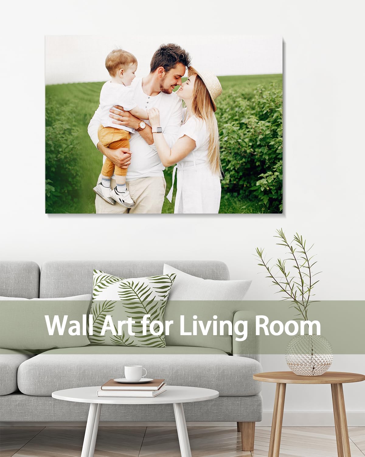 Personalized Custom Canvas Wall Art, Custom Canvas Prints with Your Photos for Living Room, Bedroom, Wedding Pet Baby Family Photo Framed Wall Art, Customized Photo Gift for Family，Friend，Lover，Pet (36L" x 24W")