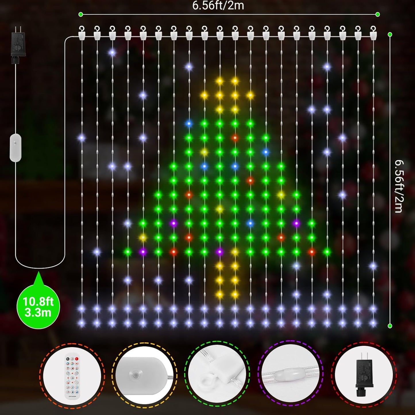 Smart Curtain Lights 400 LED, Color Changing LED Curtain Lights 6.6 * 6.6 FT, Dynamic DIY Fairy String Light Curtains for Bedroom Backdrop Party Indoor Outdoor Decor (APP +Remote Control)