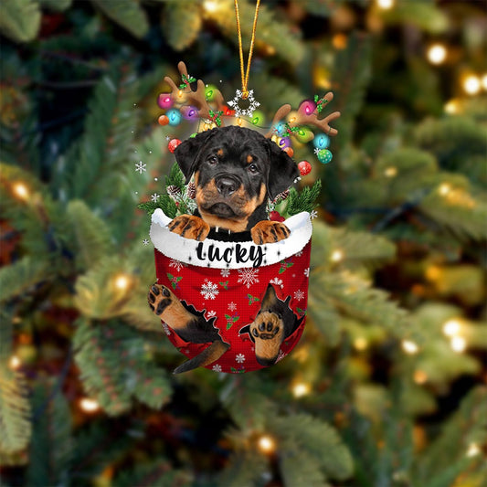 Rottweiler Christmas Tree Ornament, Snow Pocket Dog Lovers Gift Idea, Xmas Decor for Tree