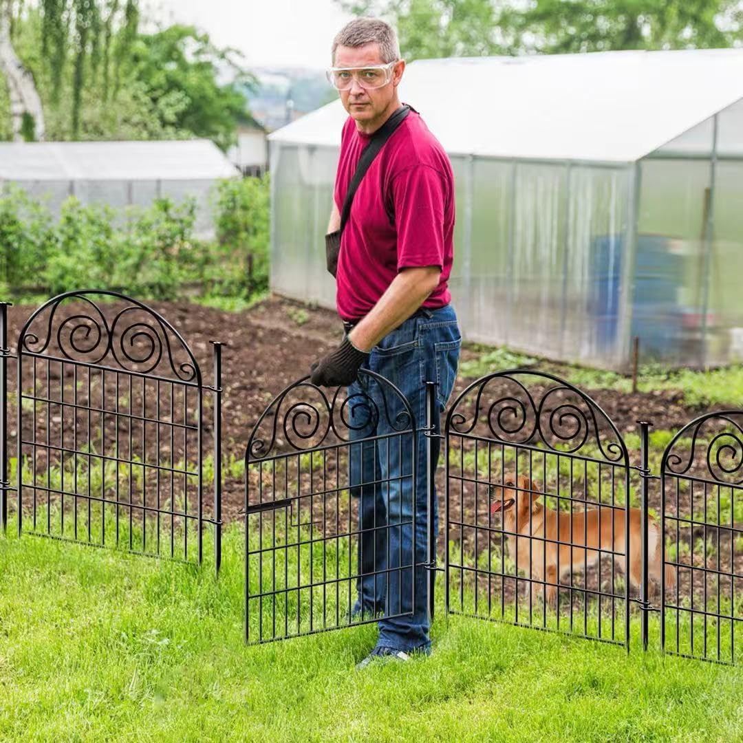 Tall Garden Fencing Animal Barrier with Gate, 32 Inch(H) 4 Panels Dog Fence Outdoor for Yard, Total Length 8.8 Ft Decorative Fence for Garden│Patented