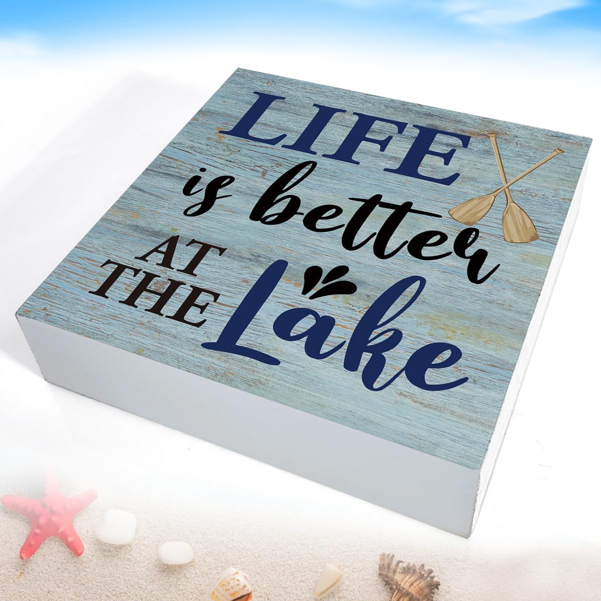 Lake House Decor Summer Lake Decorations Lake Life Wooden Sign Rustic Home Decor 5 x 5 Inches