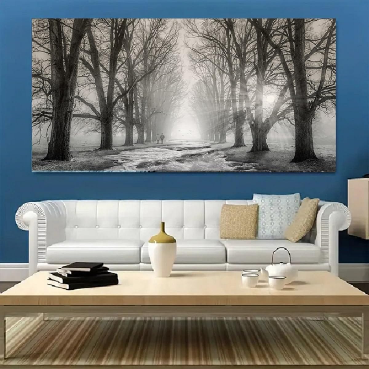 Bamdeya Large Pictures for Bedroom Wall Decor Black and White Wall Art Forest Wall Pictures Tree Canvas Prints Art Landscape Painting Wall Art Living Room Kitchen Office Decor Home Decorations
