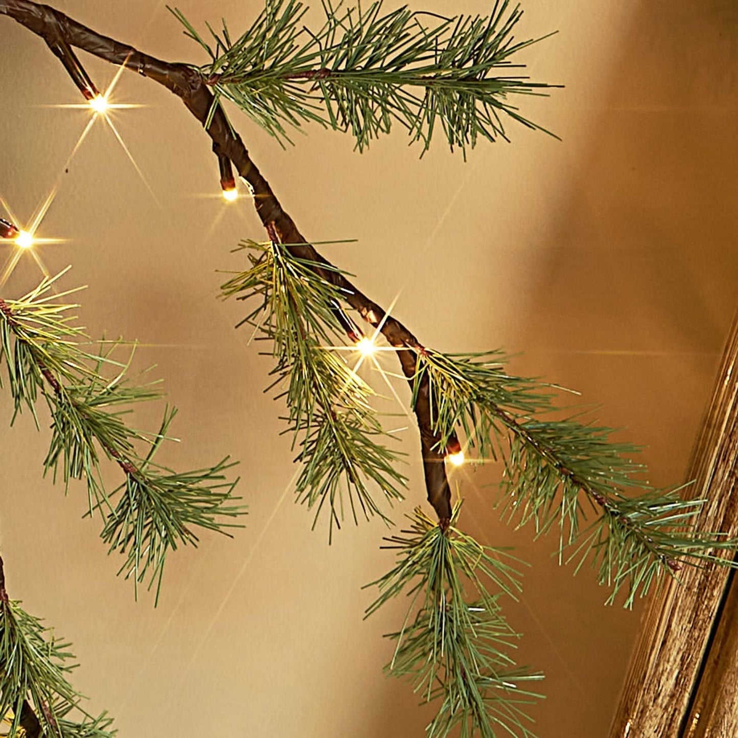 Birchlitland Lighted Pine Garland Battery Operated with Timer 6FT 48 LED Fairy Lights, Christmas Garland with Lights Wall Patio Wedding and Holiday Decor