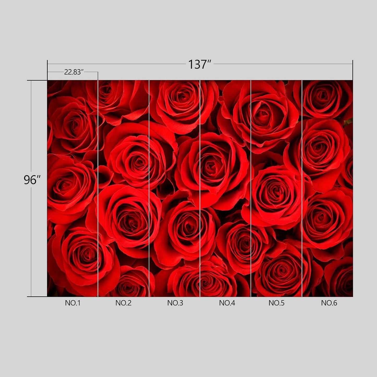 Red Rose Floral Wallpaper Peel and Stick Wall Mural for Bedroom Living Room - 96"x137"