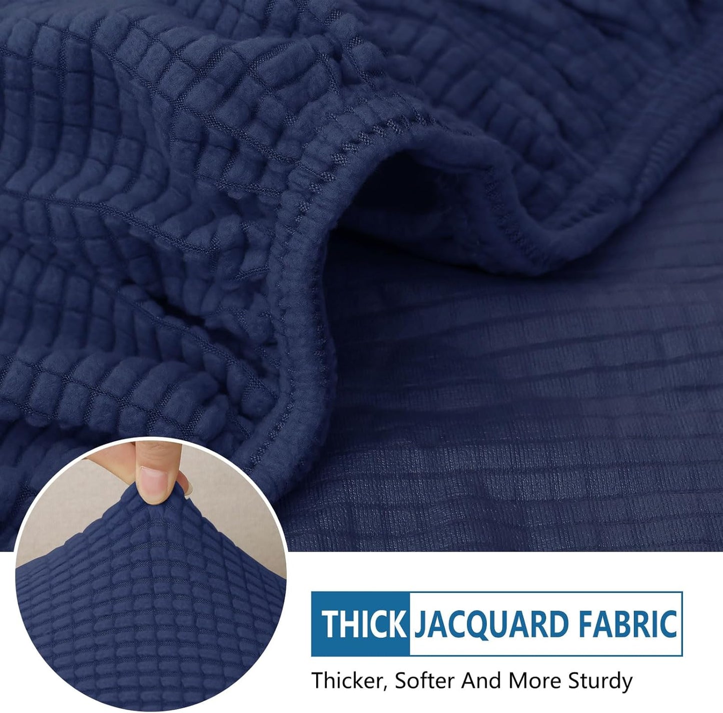 hyha Waterproof Couch Cushion Covers for Pets, Non Slip Sofa Seat Cover for Dogs Washable, Soft Thick Stretch Jacquard Fabric, Sofa Slipcovers with Elastic Bottom (1 Piece for Large, Navy)