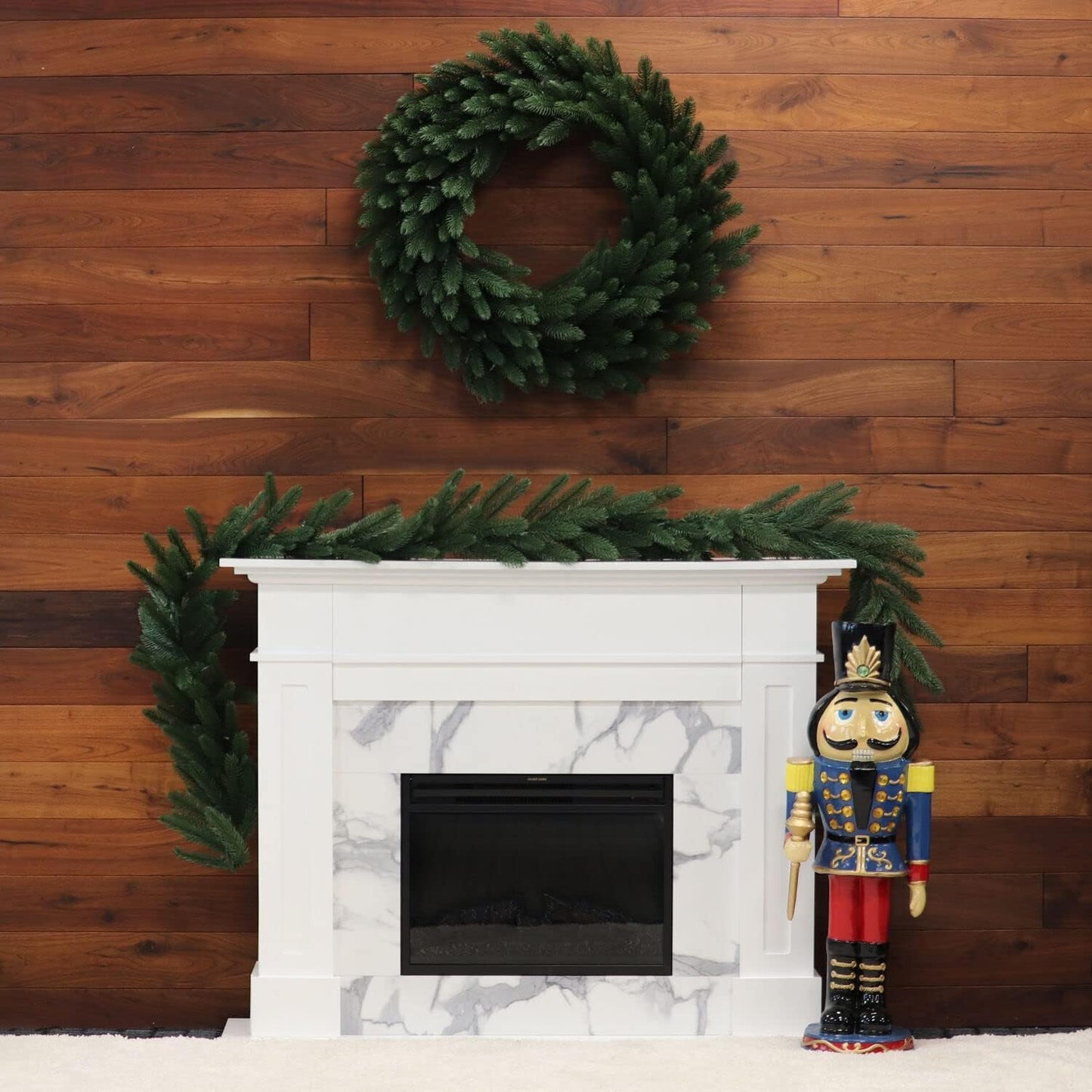 Fraser Hill Farm 24-in. Green Fir Wreath, No Lights | Festive Christmas Holiday Decorations | Indoor Hanging Decor for Doors, Fireplace Mantels | FFGF024WR-0GR