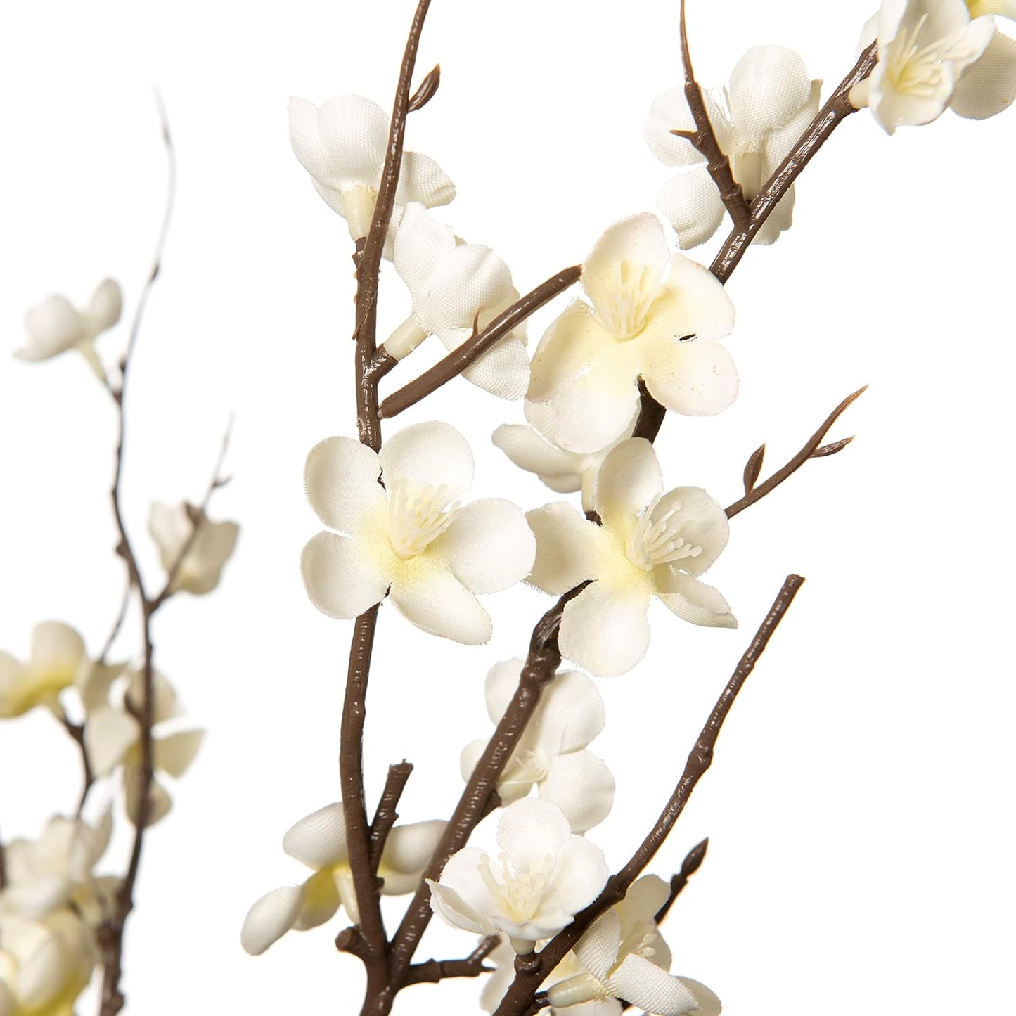 4Pcs Cherry Blossom Branches Artificial Flowers for Spring Summer Indoor Decoration,Faux Long Stem Artificial Flowers for Wedding Home Office Bedroom Party Table Centerpieces Decor(White)