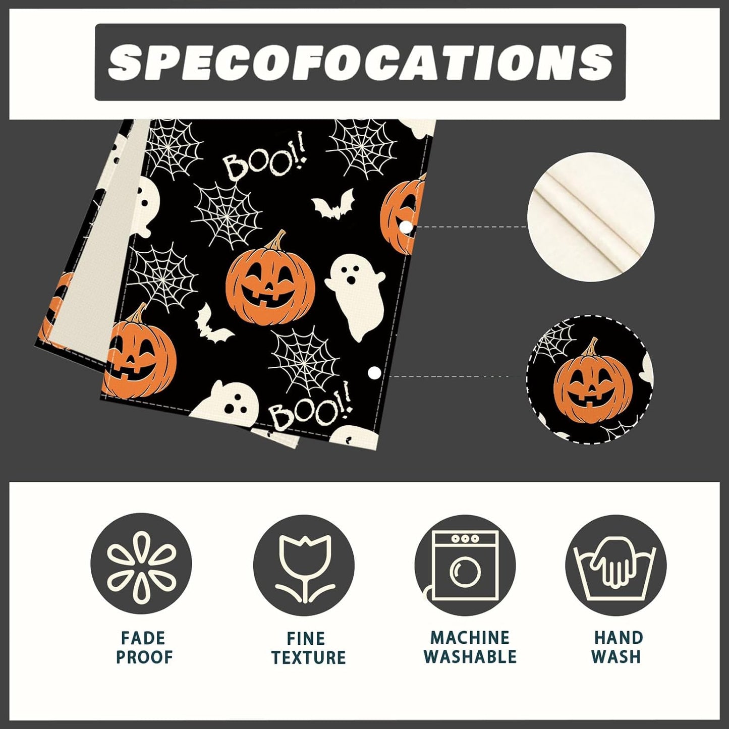 XCHI Boo Spooky Ghost Pumpkin Halloween Table Runner Burlap Table Decoration for Home Kitchen Dining Dinner Indoor Holiday Farmhouse Decor 13x90 Inch