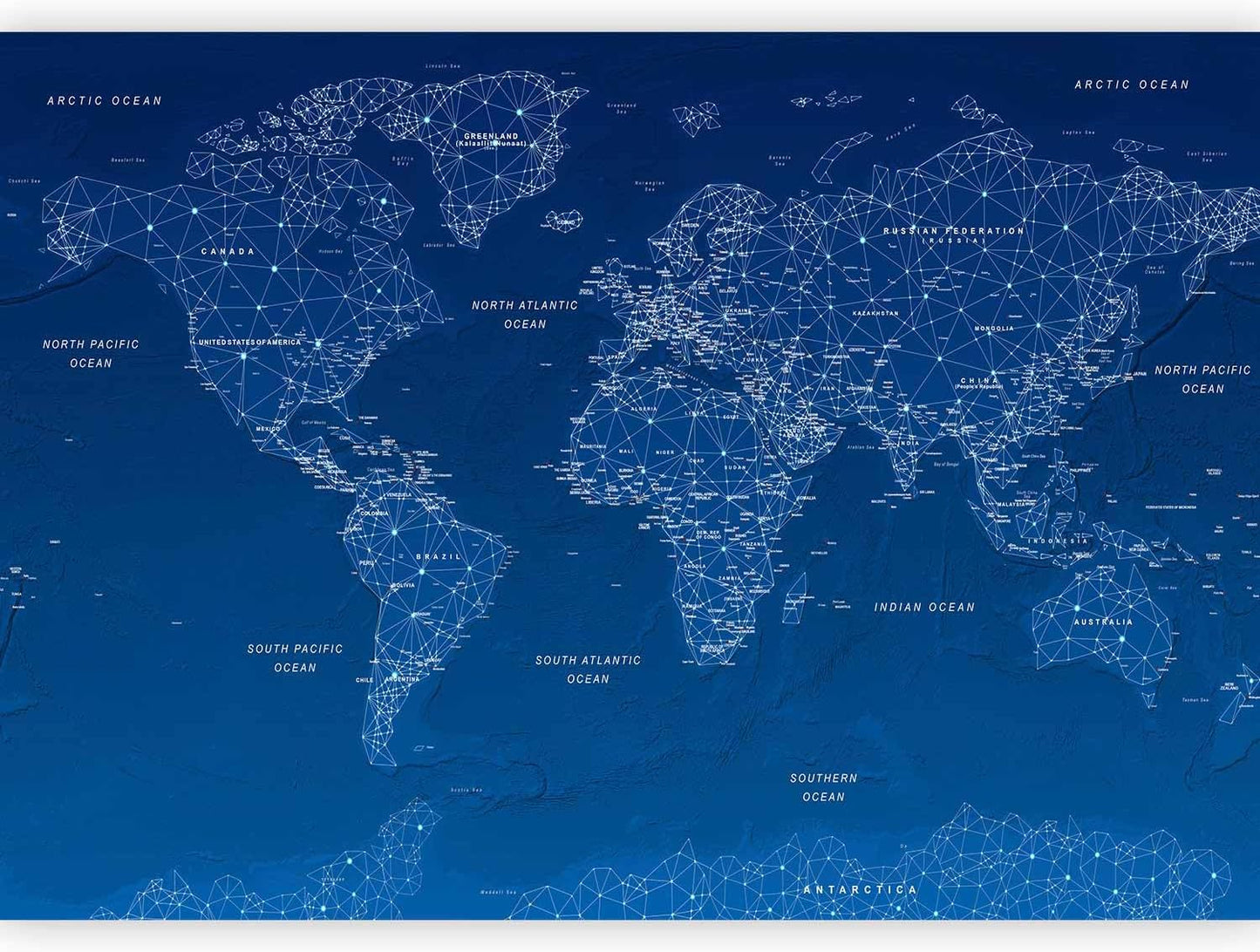artgeist Premium Wall Mural World Map 177x124 in - XXL Non-Woven Wallpaper Fleece Wall Decor Photo Print Picture Image Design Home Map of The World k-A-0125-a-a