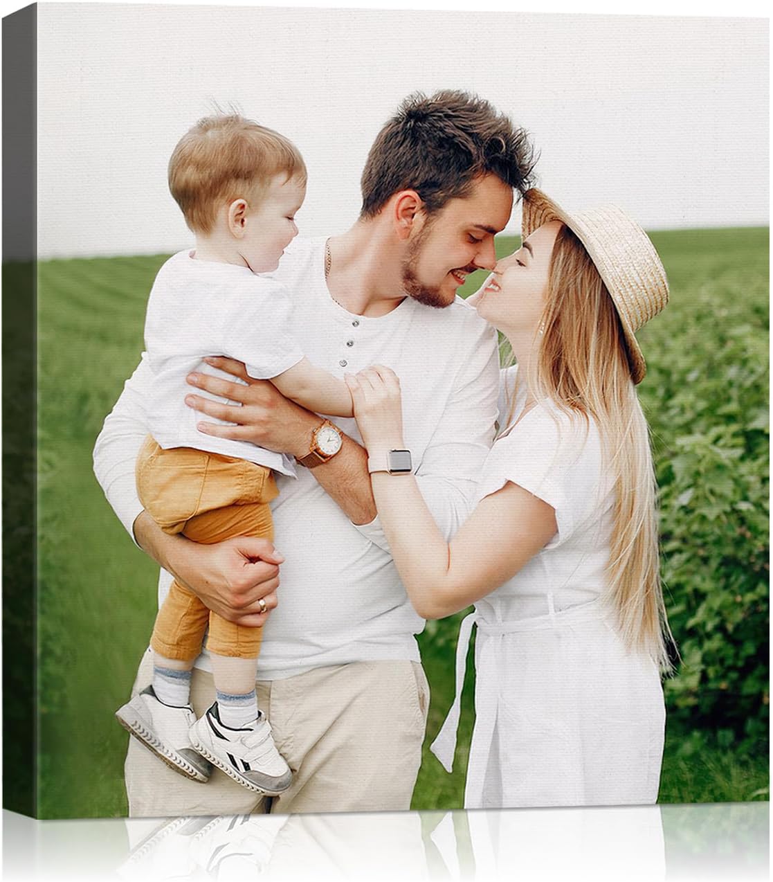 Personalized Custom Canvas Wall Art, Custom Canvas Prints with Your Photos for Living Room, Bedroom, Wedding Pet Baby Family Photo Framed Wall Art, Customized Photo Gift for Family，Friend，Lover，Pet (32L" x 32W")