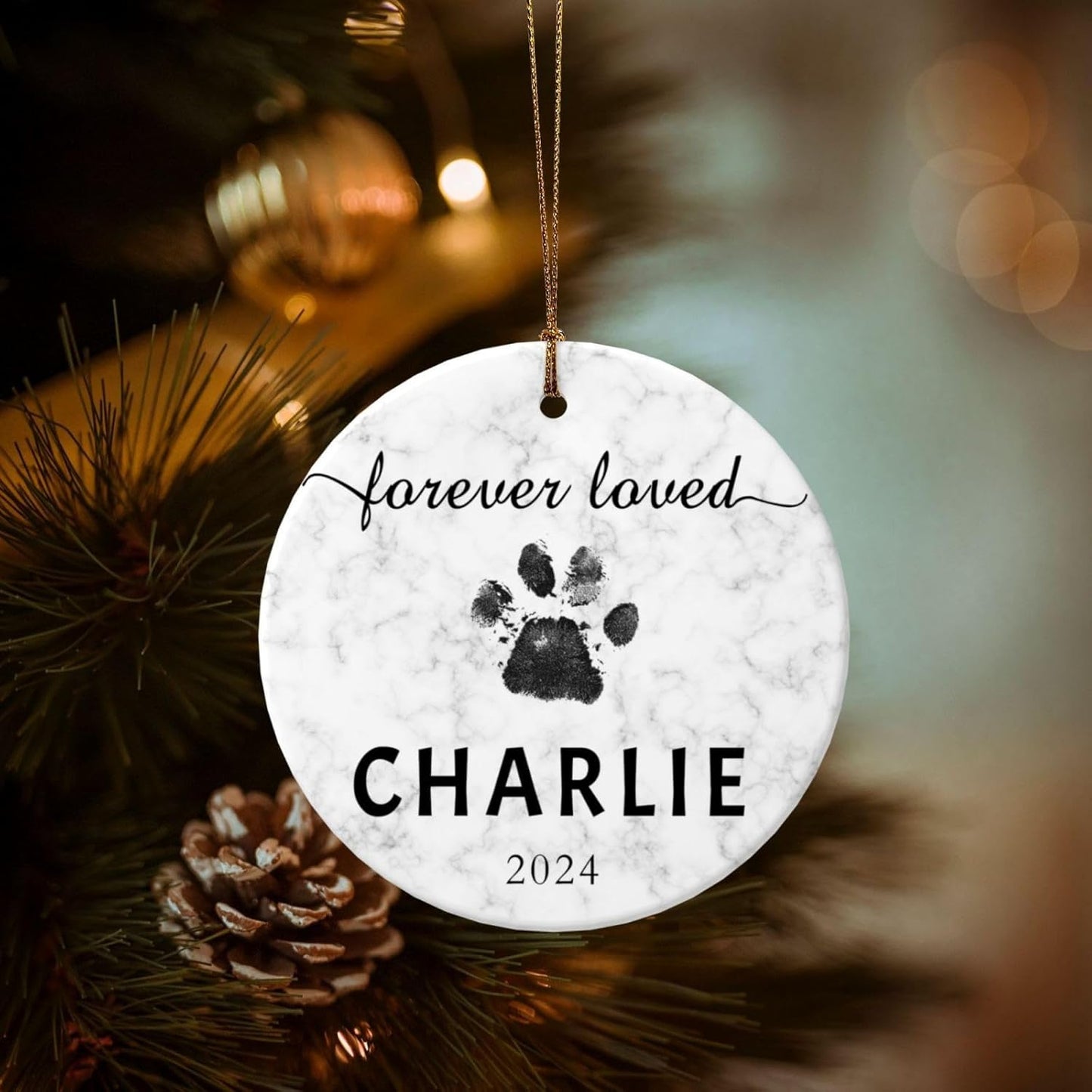 Personalized Dog Photo Ornament 2025 Custom Pet Cat Picture Name Ornaments for Christmas Tree,Dog 1st Christmas Ornament Gift, Double-Sided Ceramic Customized Xmas Ornament