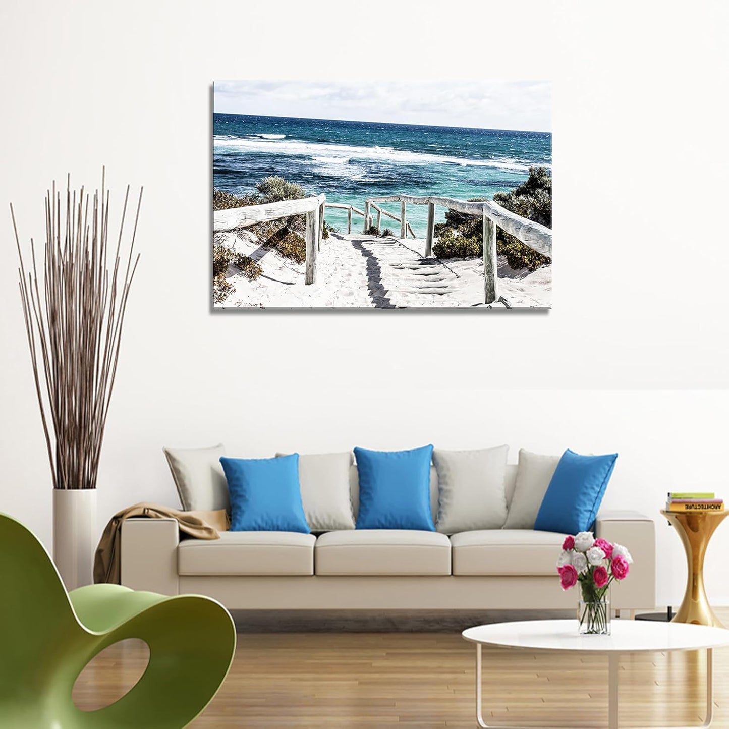 DZL Art S74281 Rottnest Island Beach Seascape Painting Sea Nature Pictures Wall Art Canvas Prints Painting Ready to Hang for Living Room Bedroom Decor Office Wall Decor Home Decoration
