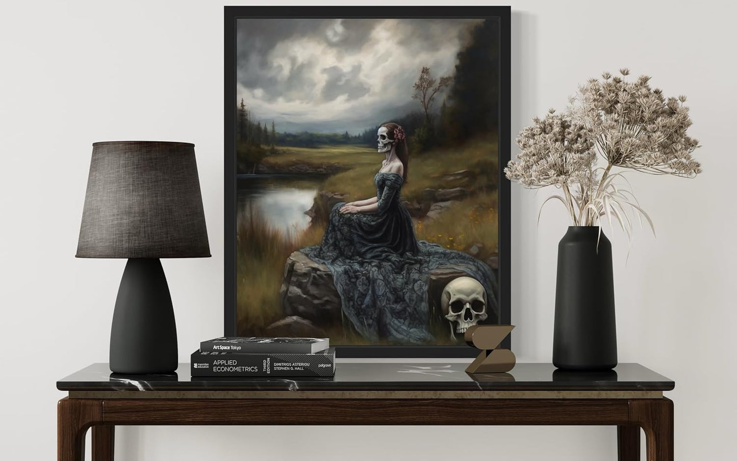 Widow Ghost Poster Art Print, Halloween Scary Vintage Wall Art Academia Spooky Painting Decoration for Horror Prints, Gothic Posters Bedroom Decor 89 (Widow Ghost, 11 x 14 inches, Black Frame)